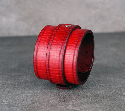Red leather cuff bracelet