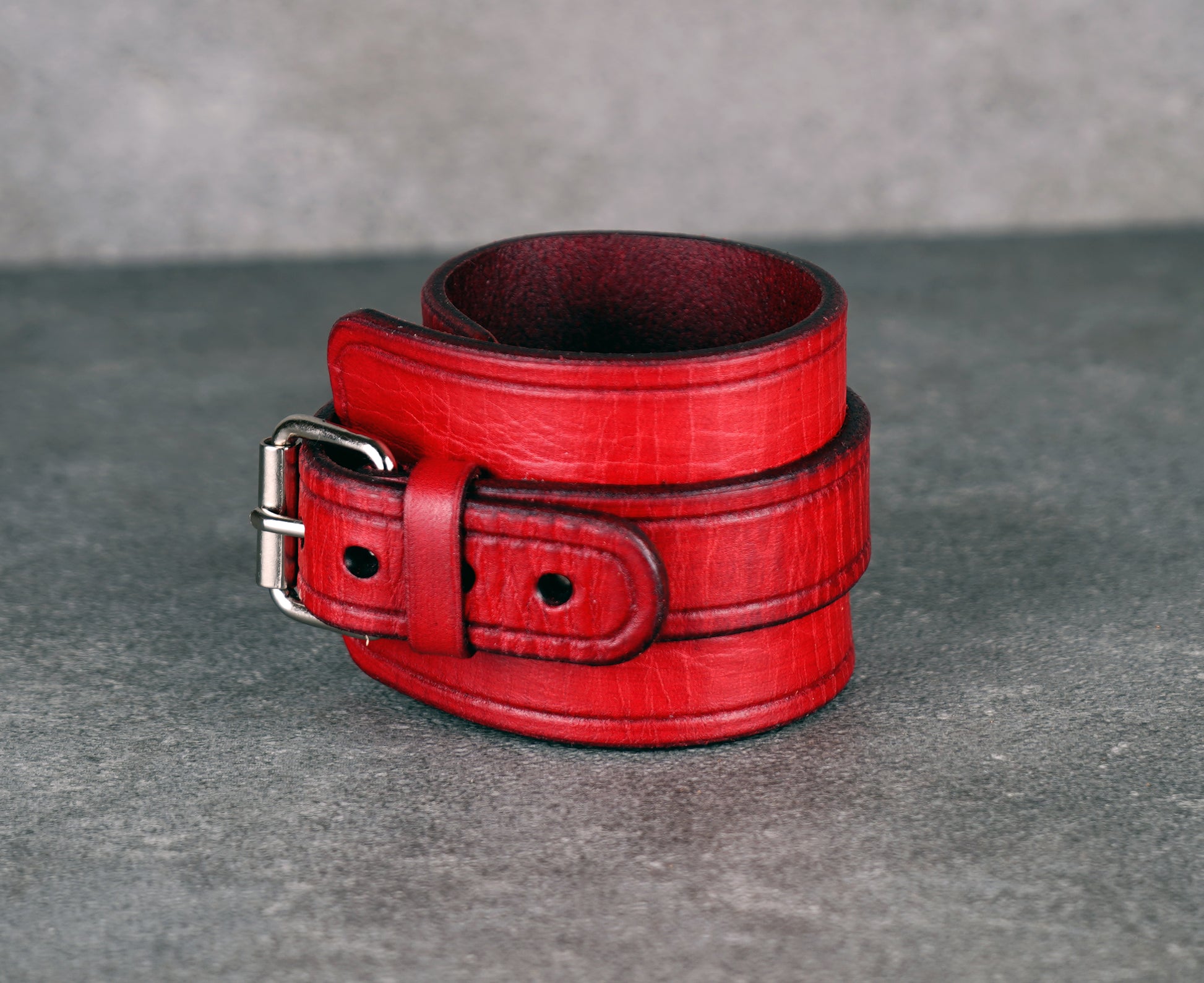 Red leather cuff bracelet