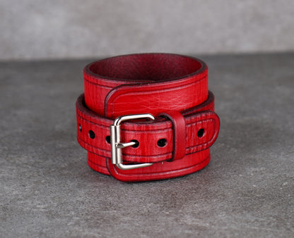 Red leather cuff bracelet