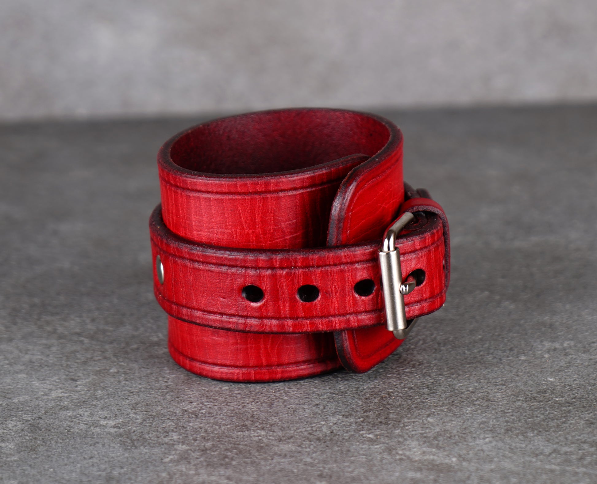 Red leather cuff bracelet