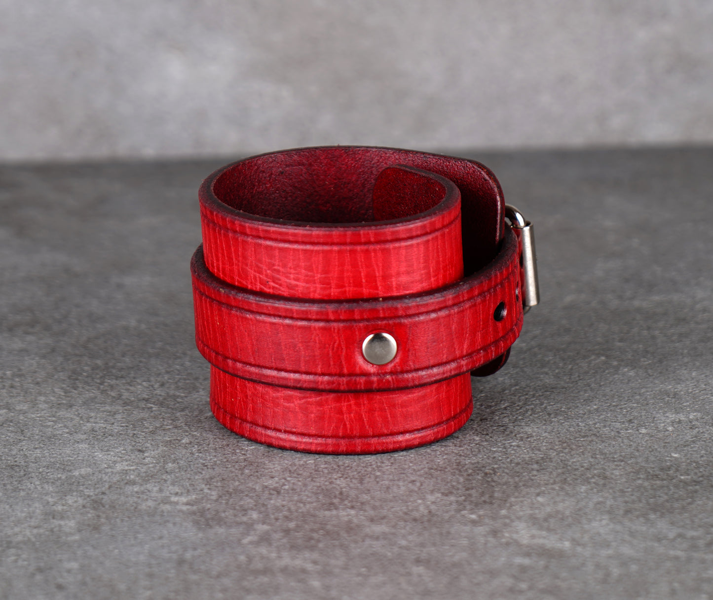 Red leather cuff bracelet