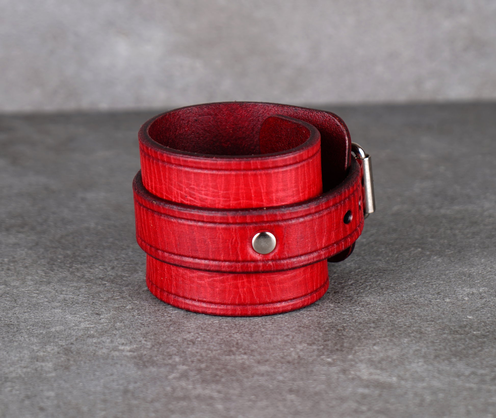 Red leather cuff bracelet