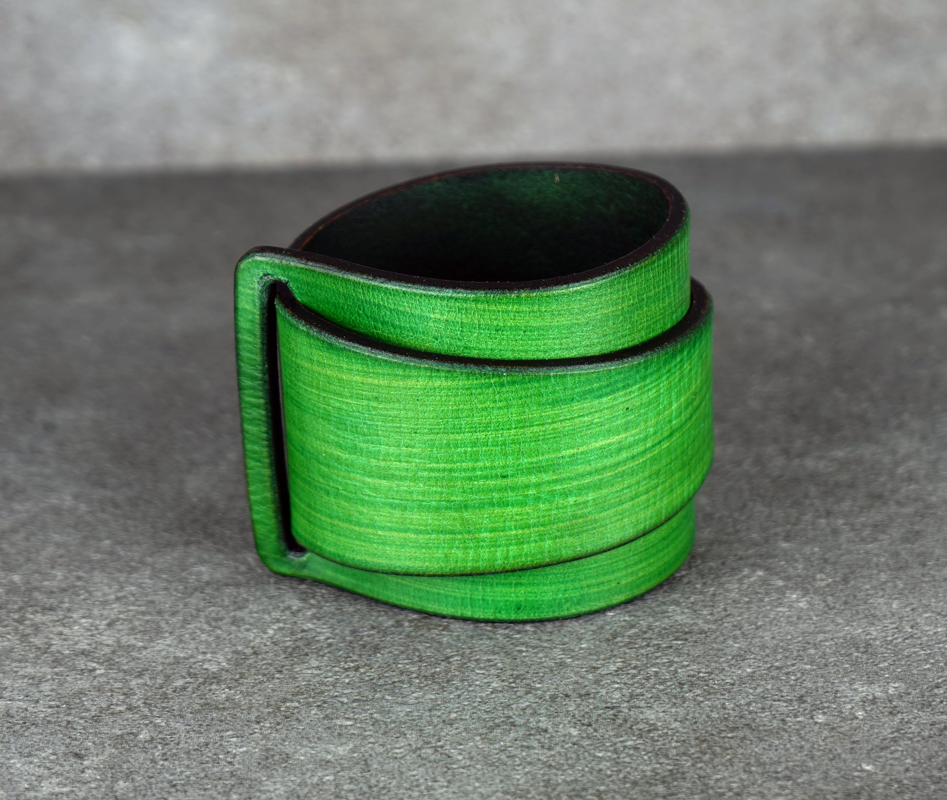 green leather cuff bracelet 5.5cm wide premium handmade leather
