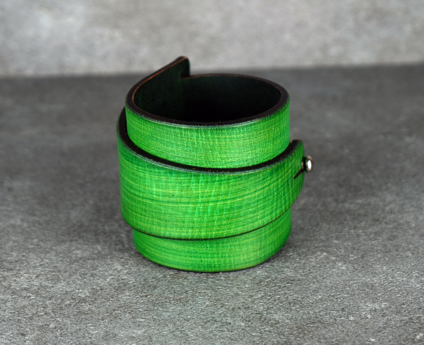 green leather cuff bracelet 5.5cm wide premium handmade leather

