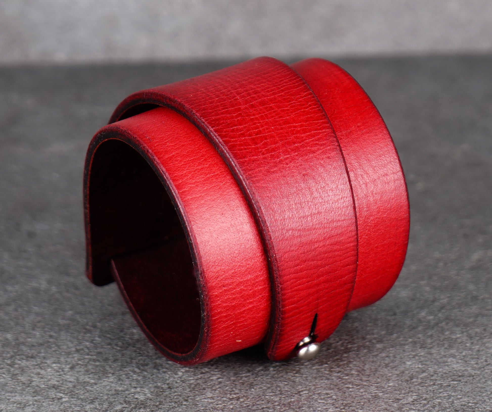 red leather cuff bracelet 5.5cm handmade premium leather
