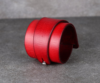 red leather cuff bracelet 5.5cm handmade premium leather
