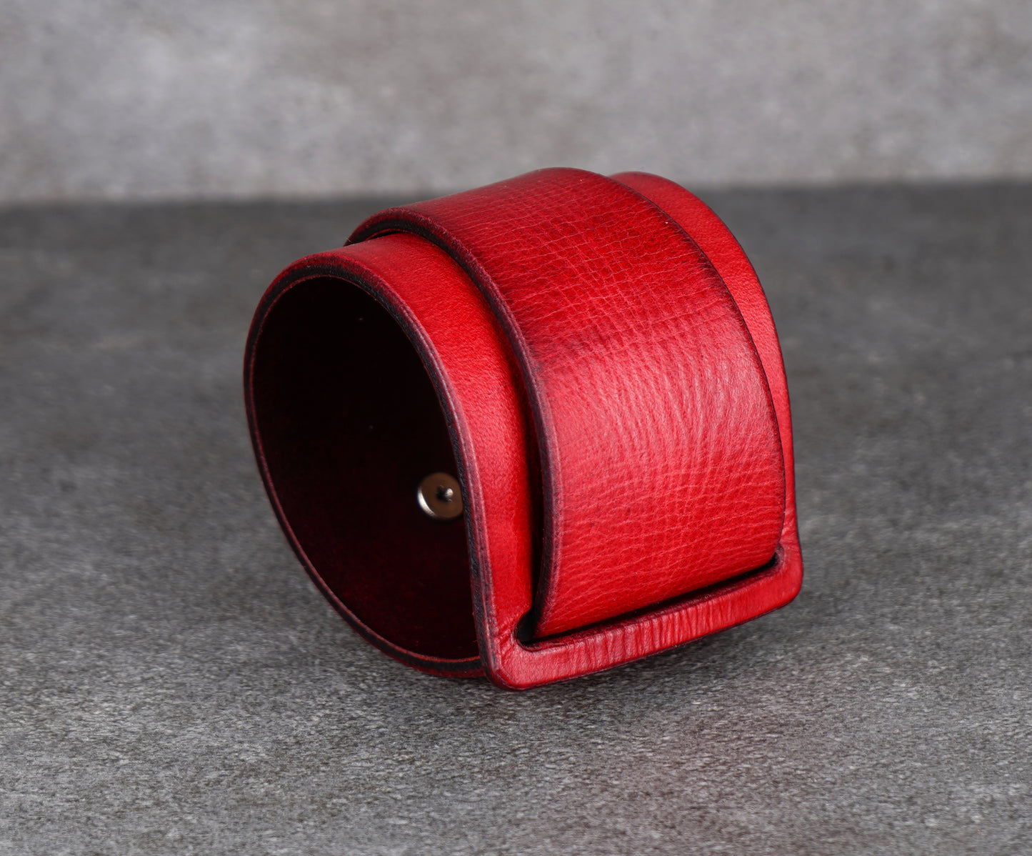 red leather cuff bracelet 5.5cm handmade premium leather

