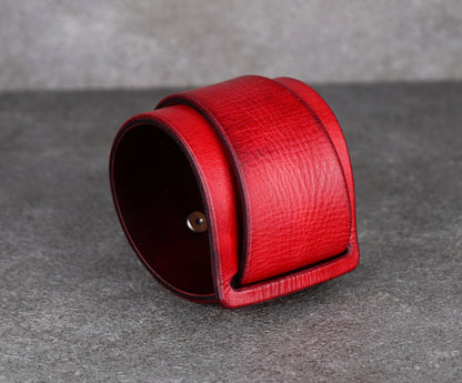 red leather cuff bracelet 5.5cm handmade premium leather
