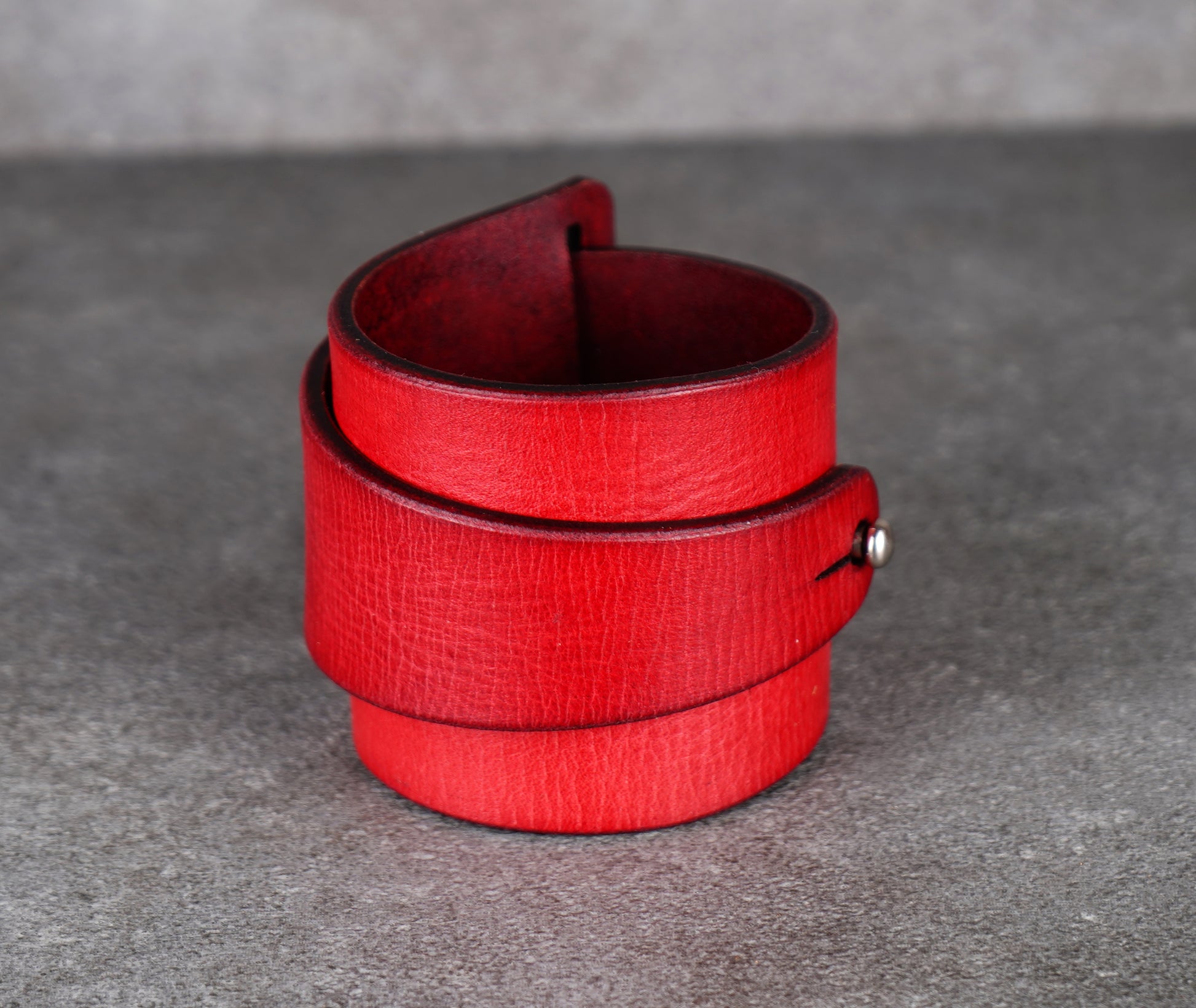 red leather cuff bracelet 5.5cm handmade premium leather
