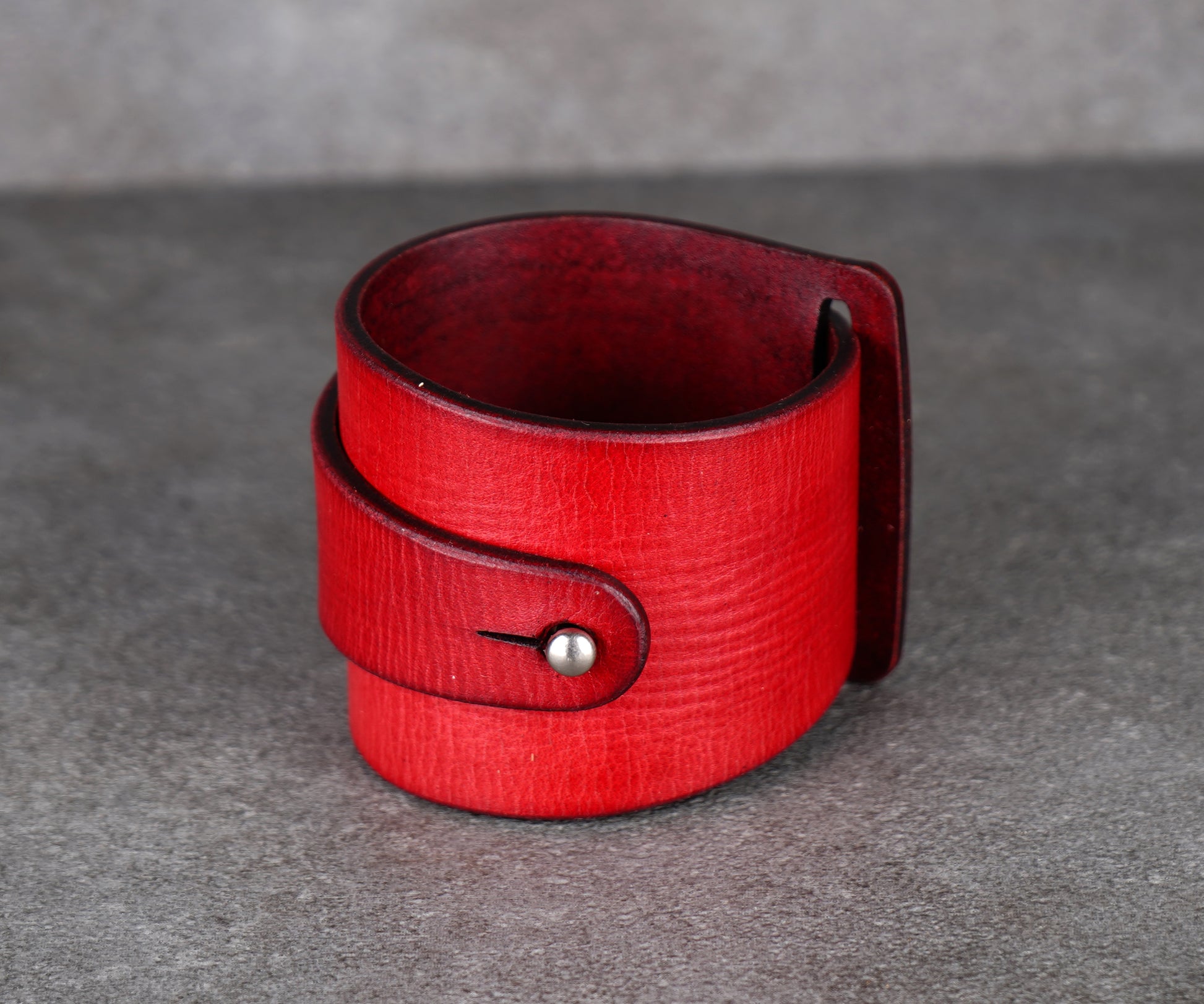 red leather cuff bracelet 5.5cm handmade premium leather
