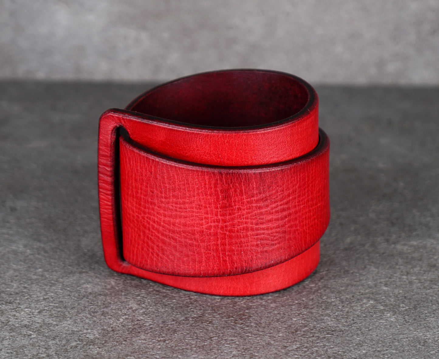 red leather cuff bracelet 5.5cm handmade premium leather
