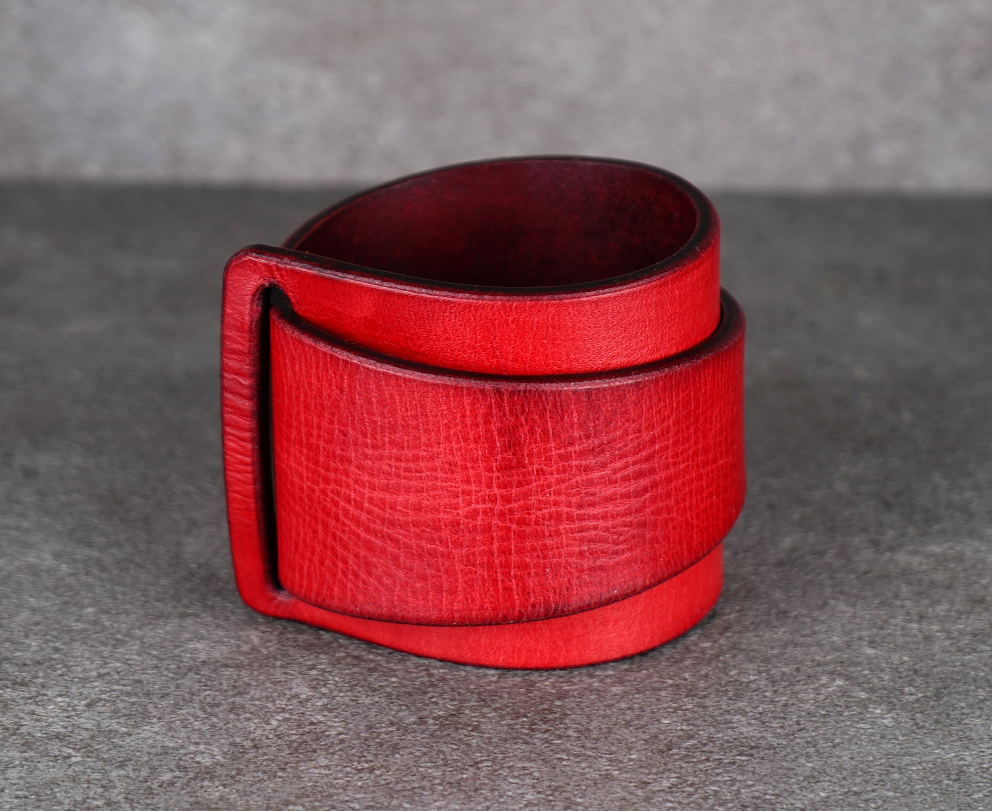 red leather cuff bracelet 5.5cm handmade premium leather
