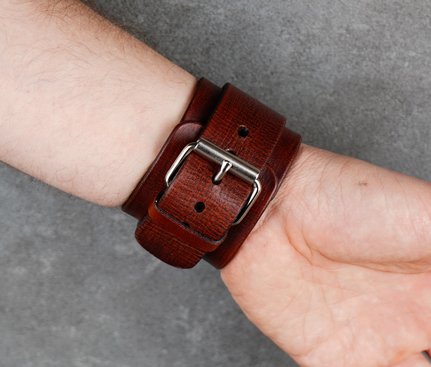 Brown leather cuff bracelet