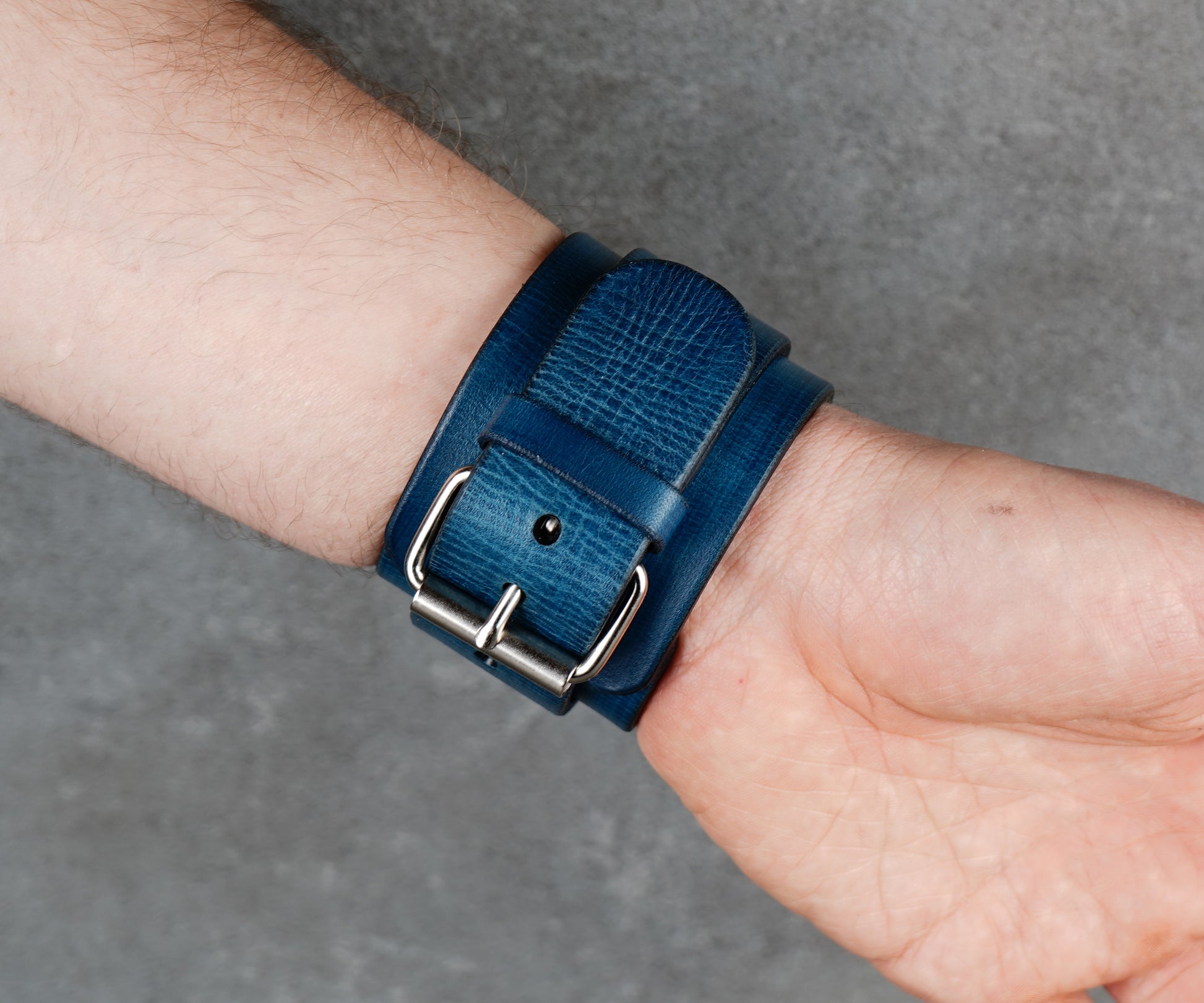Blue leather cuff