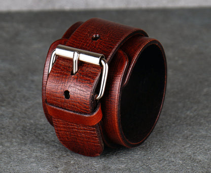 Brown leather cuff bracelet