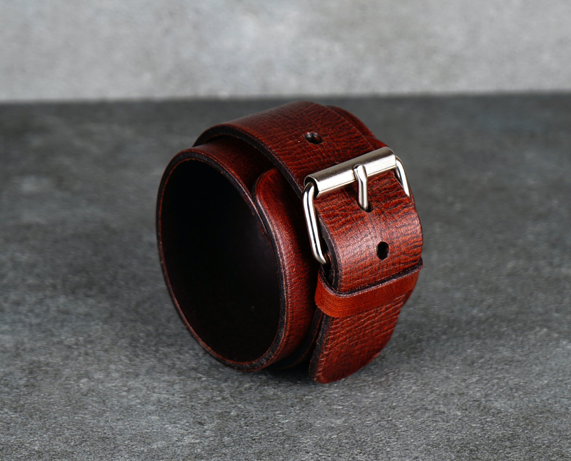 Brown leather cuff bracelet