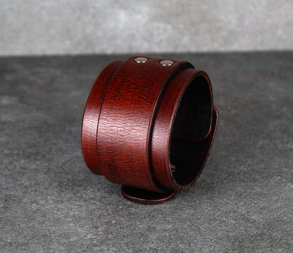 Brown leather cuff bracelet