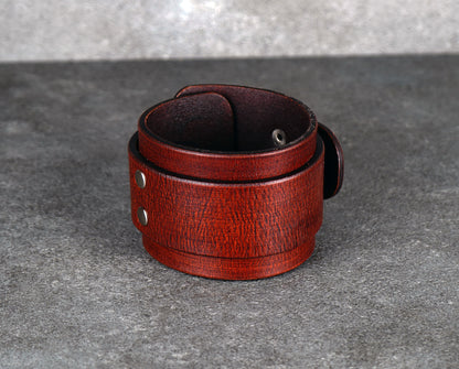 Brown leather cuff bracelet