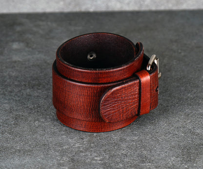 Brown leather cuff bracelet