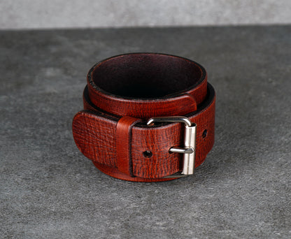 Brown leather cuff bracelet
