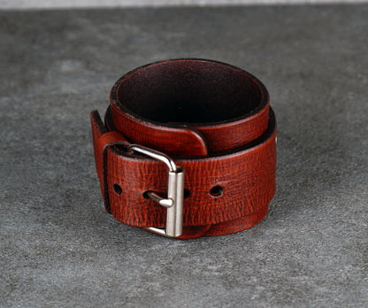 Brown leather cuff bracelet