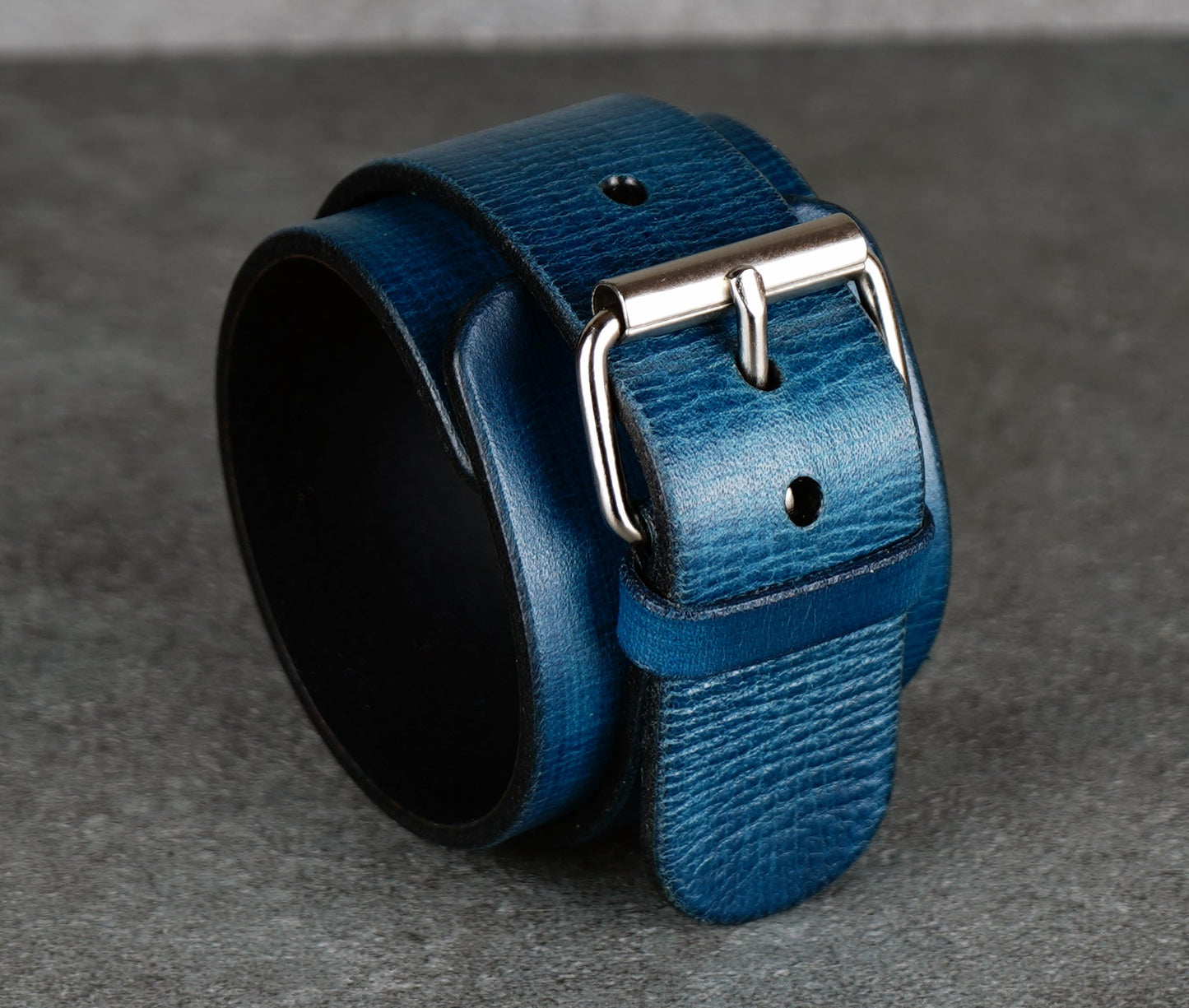 Blue leather cuff