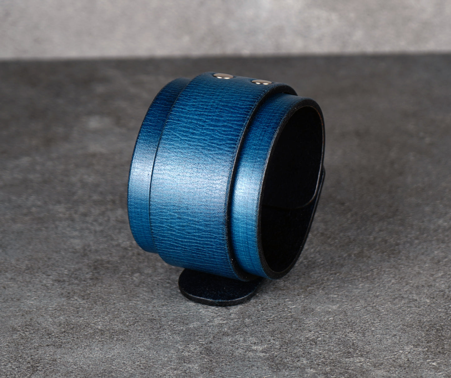 Blue leather cuff