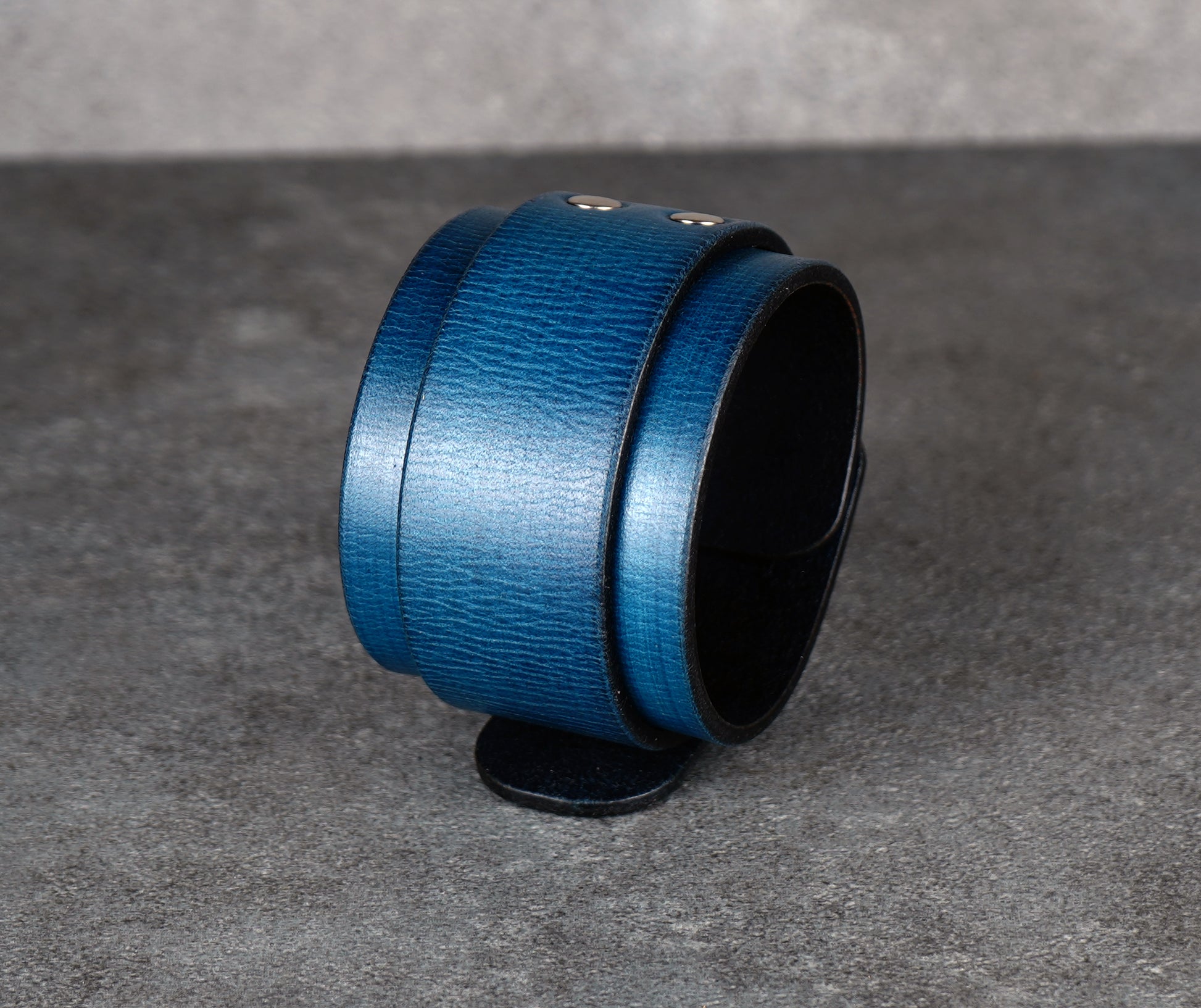 Blue leather cuff