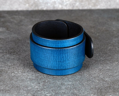 Blue leather cuff