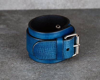 Blue leather cuff