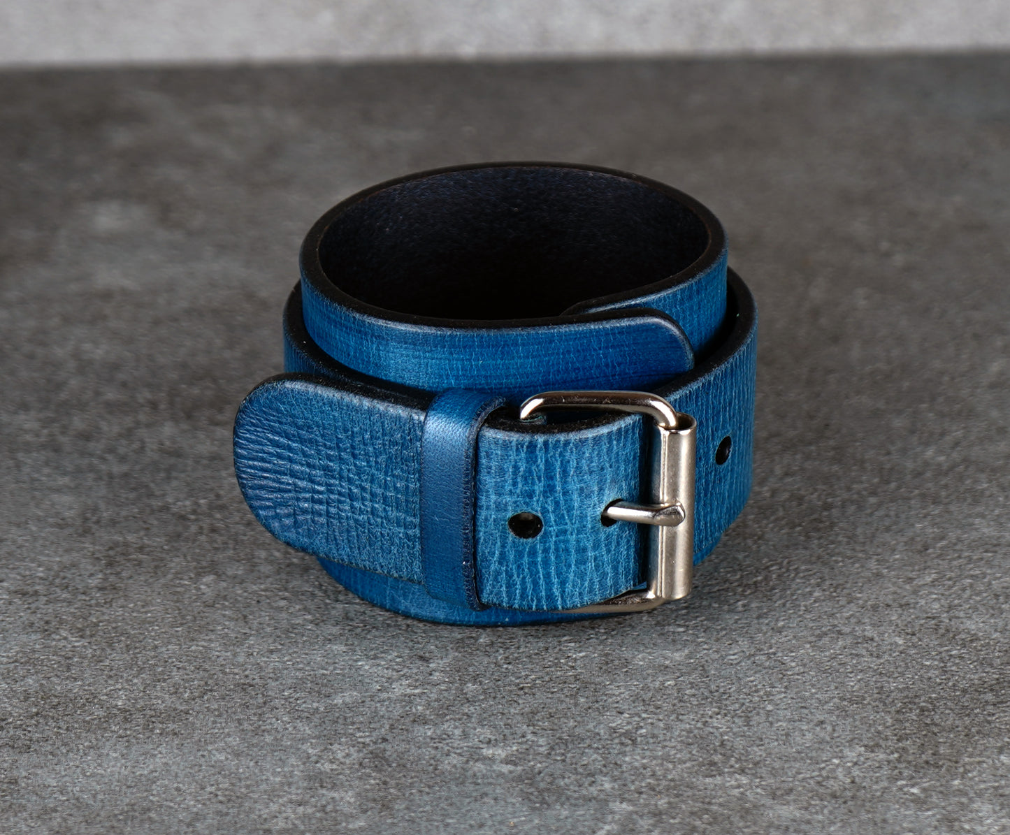 Blue leather cuff