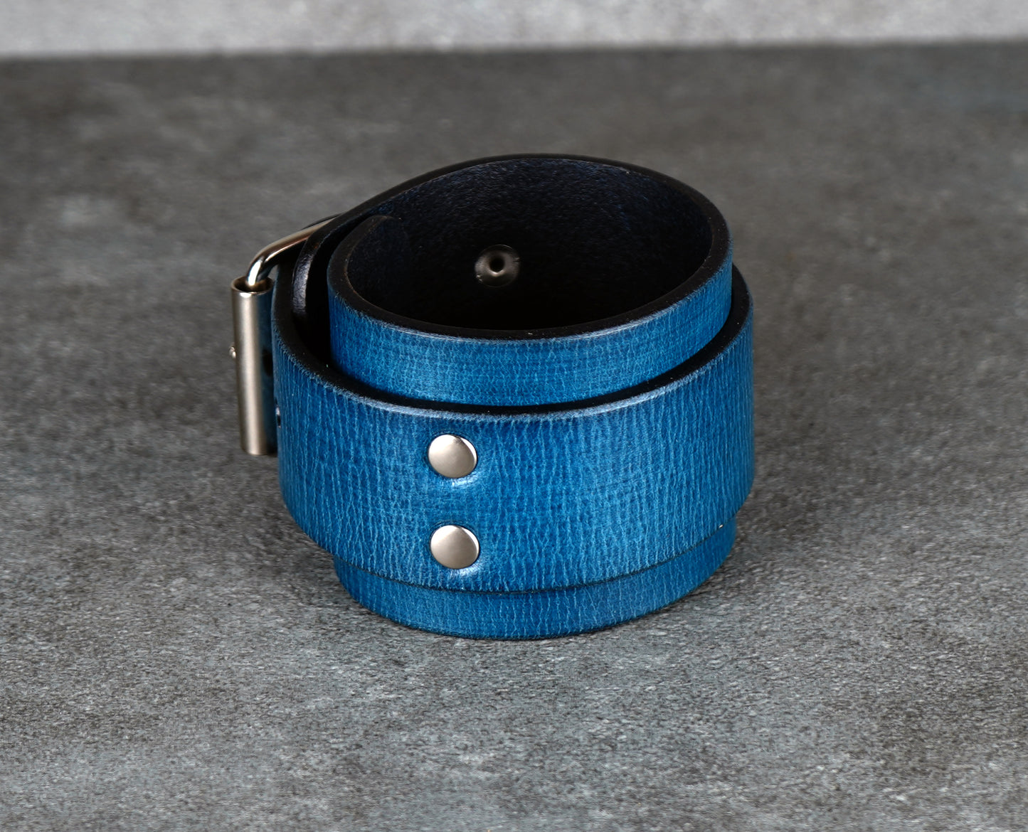 Blue leather cuff