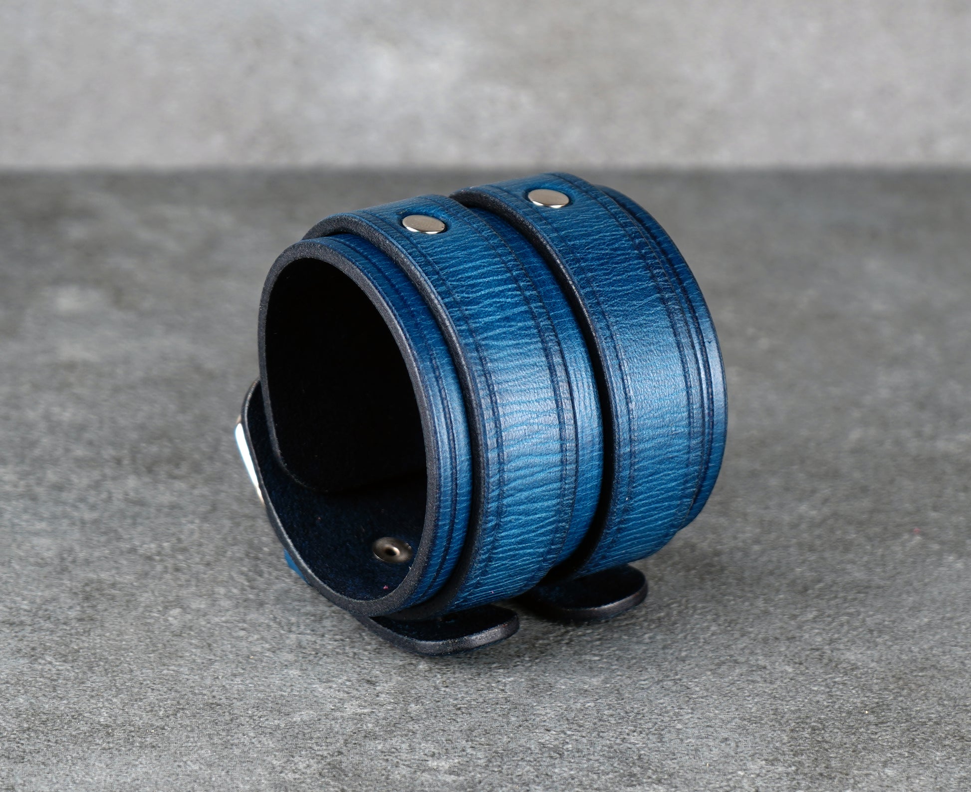 Blue leather cuff bracelet