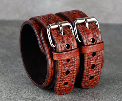 Brown leather cuff bracelet