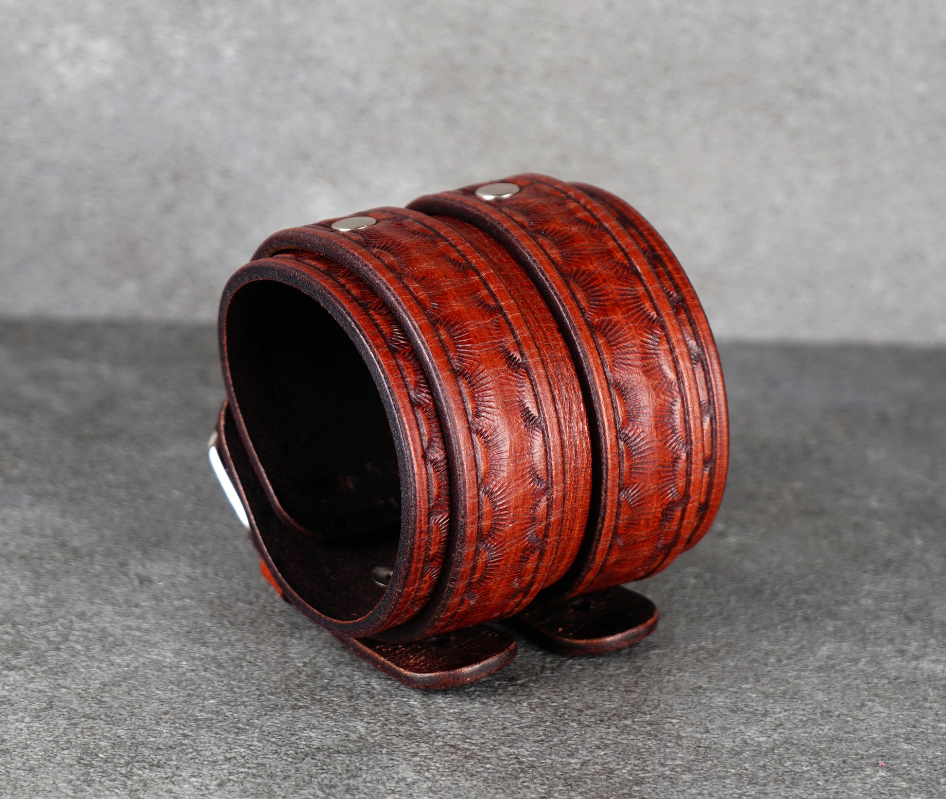 Brown leather cuff bracelet