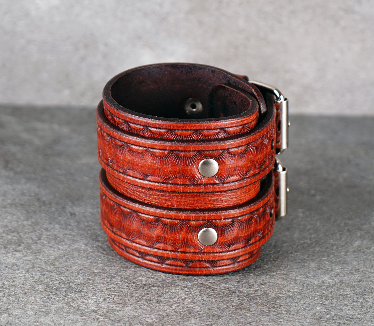 Brown leather cuff bracelet