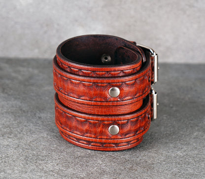 Brown leather cuff bracelet