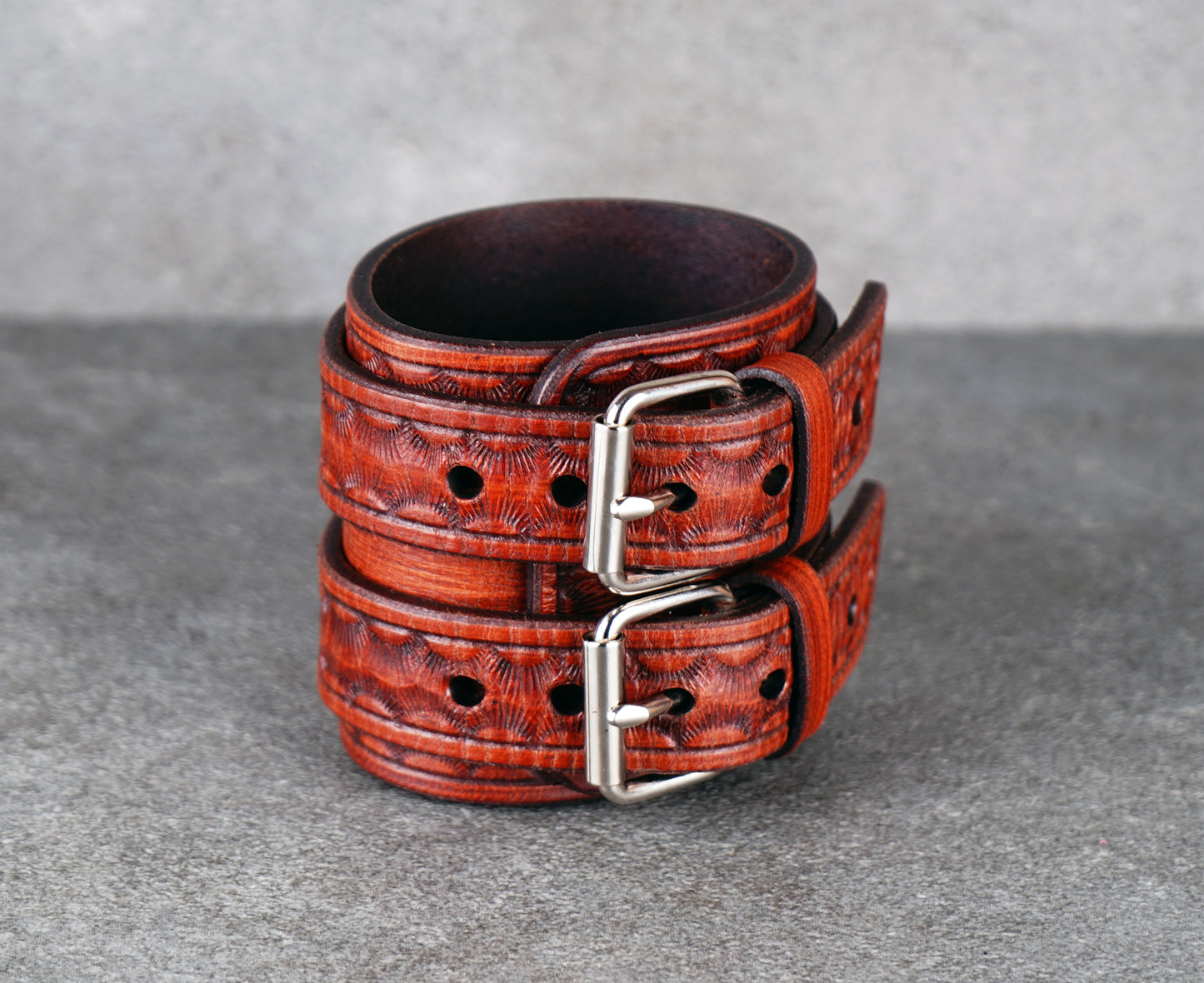 Brown leather cuff bracelet