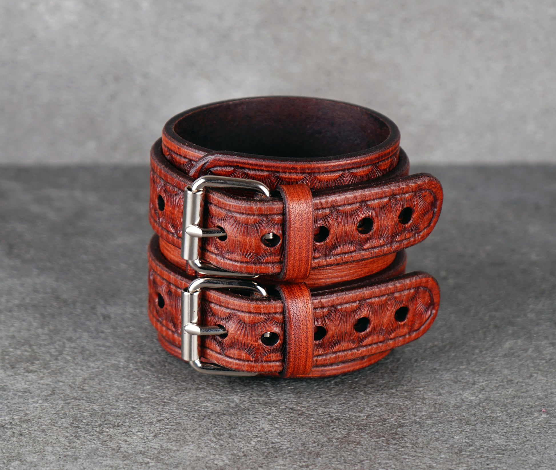 Brown leather cuff bracelet