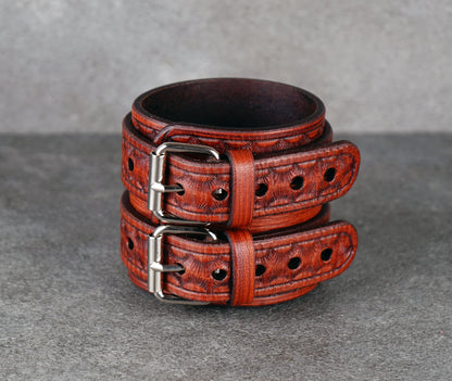 Brown leather cuff bracelet