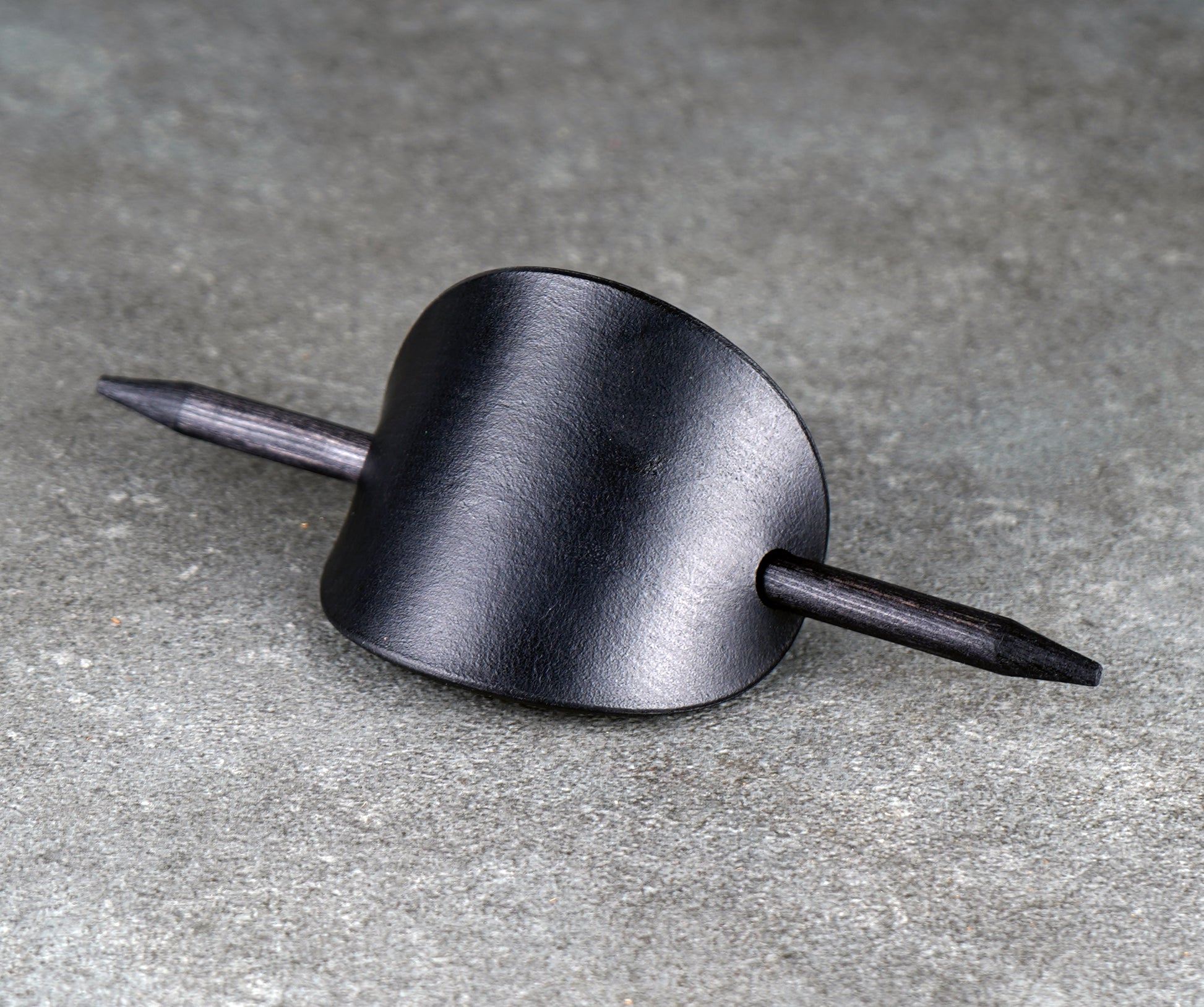 black oval leather barrette handmade premium leather
