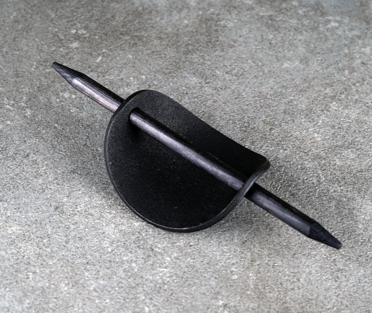 black oval leather barrette handmade premium leather
