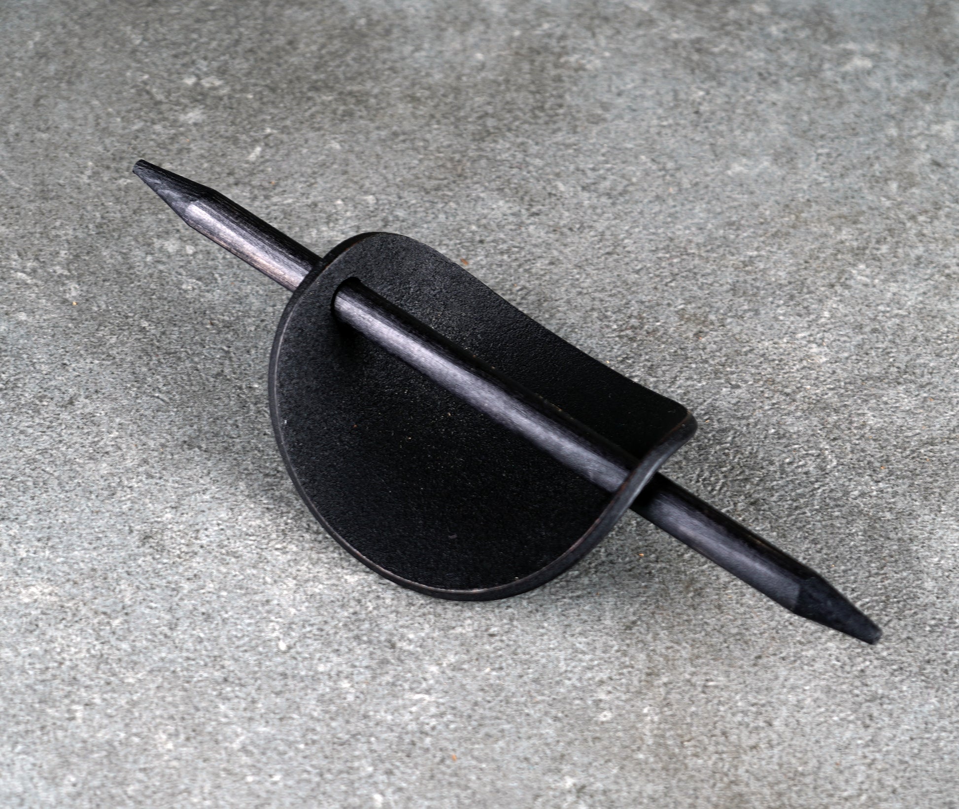 black oval leather barrette handmade premium leather
