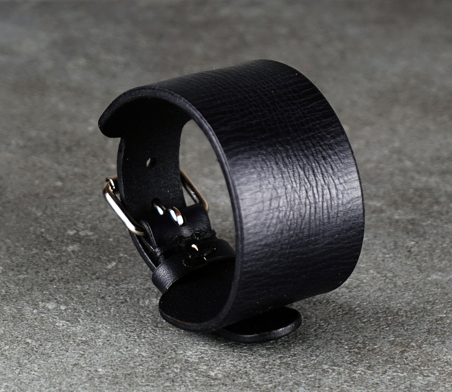 Black leather cuff bracelet