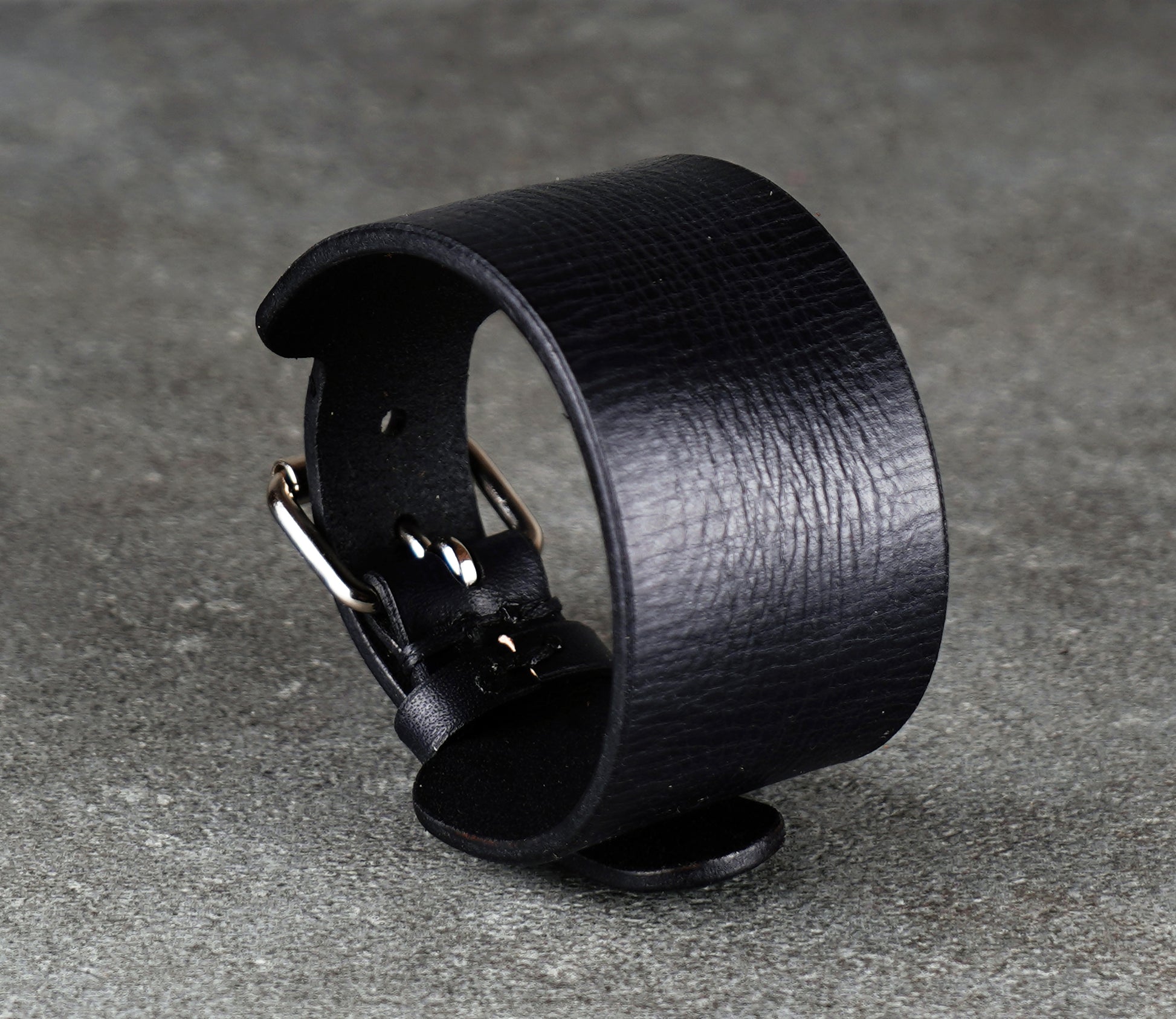 Black leather cuff bracelet