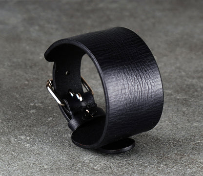 Black leather cuff bracelet