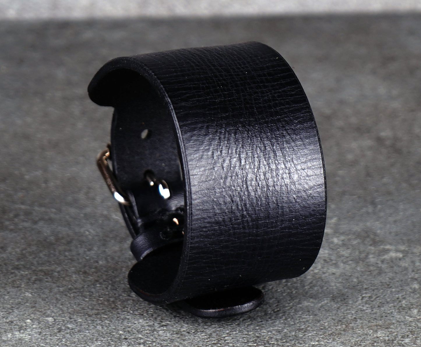 Black leather cuff bracelet