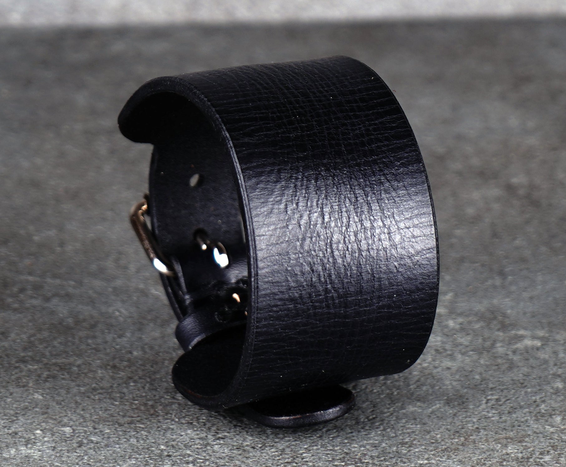 Black leather cuff bracelet