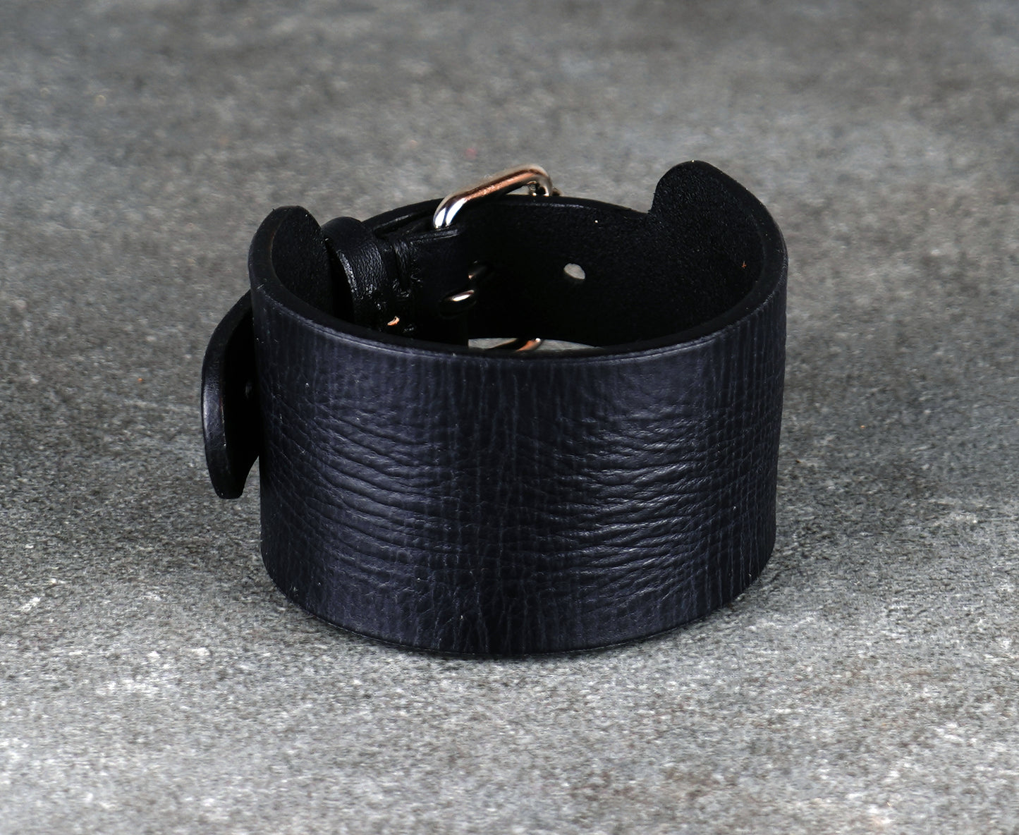 Black leather cuff bracelet