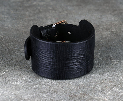 Black leather cuff bracelet